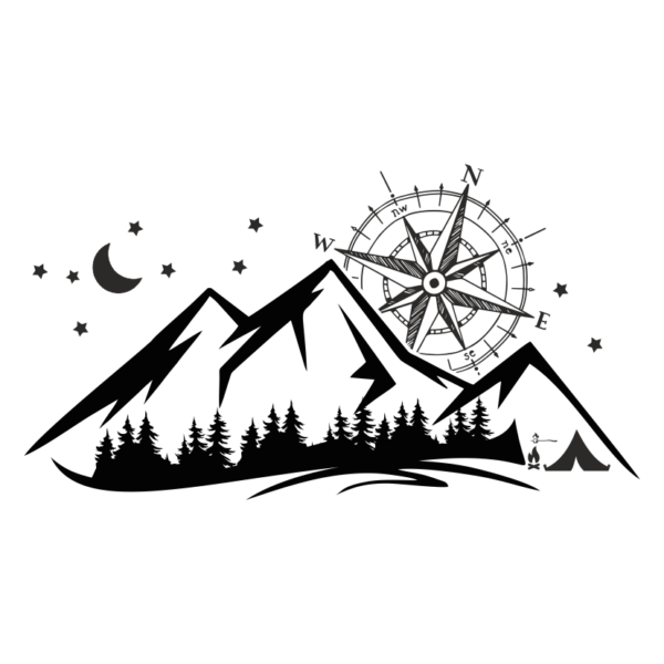 Стикер планина и компас