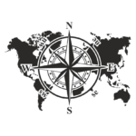 Стикер карта на света и компас