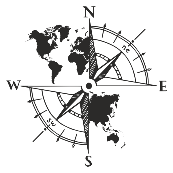 Стикер компас с карта на света