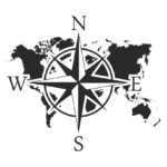 Стикер компас с карта на света