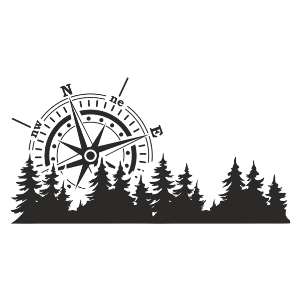 Стикер компас в гората