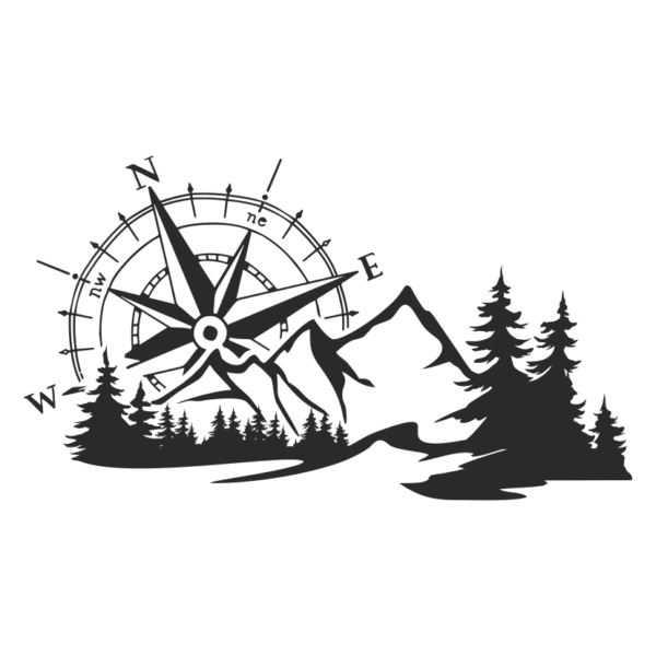Стикер компас в планината