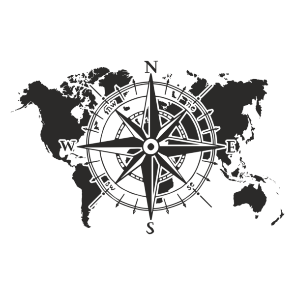 Стикер карта на света и компас
