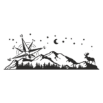 Стикер компас планина и лос